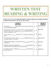 English Worksheet: Vocabulary & Reading