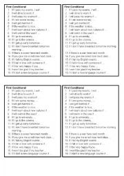 English Worksheet: First conditional speaking cards