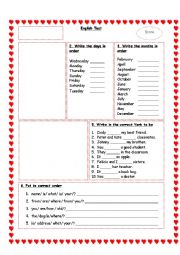 English Worksheet: Beginer Test