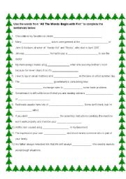 English Worksheet: All the words begin with F int. Sentences