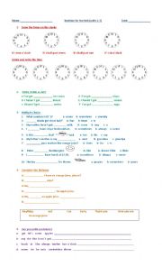 English Worksheet: Revision Units 1-3 Happy Street 2