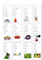 English Worksheet: Vocabulay a game for pairs