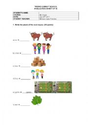 English Worksheet: Plural Nouns Forms