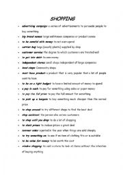 English Worksheet: Shopping b2 Vocabulary and Questions Speaking