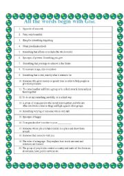 English Worksheet: All the words begin with G intermediate