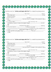 English Worksheet: All the words begin with G int. Sentences