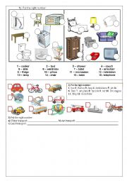 English Worksheet: Furniture and transport