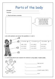 English Worksheet: Parts of the body