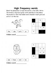 High Frequency Word Puzzles