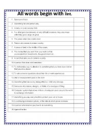 English Worksheet: All the words begin with I intermediate