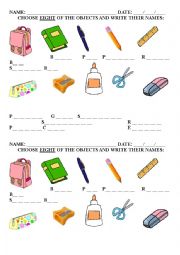 English Worksheet: School objects - simple exercise
