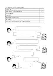 English Worksheet: Cafe conversation