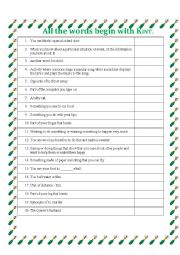 English Worksheet: All the words begin with K intermediate