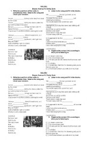English Worksheet: Listening exercise with the song 