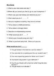 English Worksheet: Ice breaker dice game