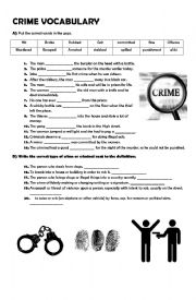 English Worksheet: crime vocabulary worksheet
