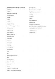 English Worksheet: Wedding Vocabulary List