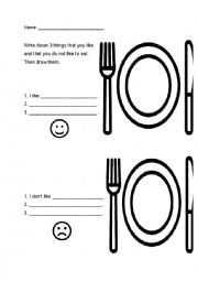 English Worksheet: I like, I dont like - food worksheet for primary school