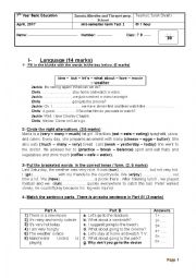 English Worksheet: 7th Form Semester Test 