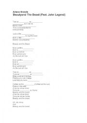 English Worksheet: the beauty and the beast Song