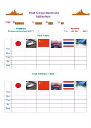 English Worksheet: Past Simple Battleships