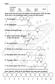 English Worksheet: solar system