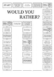 English Worksheet: Would you rather? (board game)