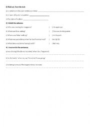 English Worksheet: PAST CONTINUOUS TENSE