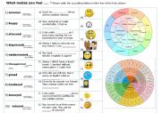 English Worksheet: Feelings with (not really matching) emoticons 