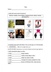 English Worksheet: film production jobs and genres