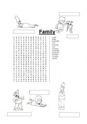 English Worksheet: Simpsons family wordsearch
