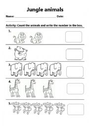 English Worksheet: Count animals