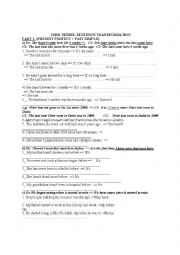 English Worksheet: present perfect and past simple sentence transformation
