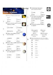 English Worksheet: The solar system