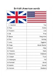 English Worksheet: American/British English 