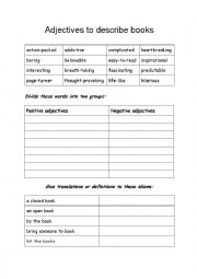 English Worksheet: Books vocabulary 