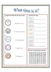 English Worksheet: What time is it?