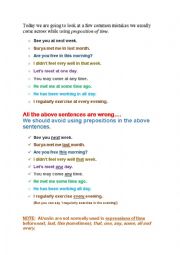 English Worksheet: ERRORS OF USING PREPOSITION 