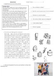 English Worksheet: Clothes - exam