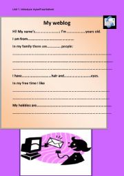 English Worksheet: My blog