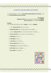 English Worksheet: Accepting and declining invitations