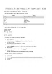 English Worksheet: Formal vs. informal vocabulary