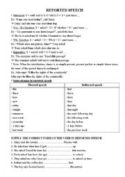 English Worksheet: REPORTED SPEECH