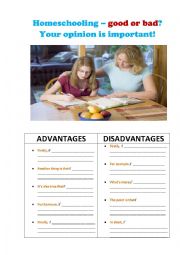 English Worksheet: SPECULATING ON THE PROBLEM OF HOMESCHOOLING