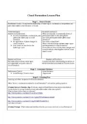 English Worksheet: Cloud formation lesson plan