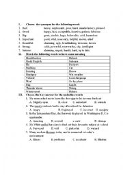 English Worksheet: Exercises on synonym