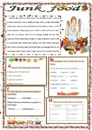 English Worksheet: junk food