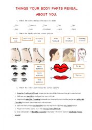 English Worksheet: personality and body parts VIDEO