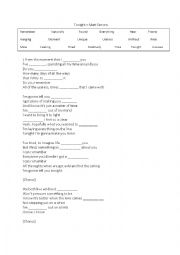 English Worksheet: English Song Tonight by Matt Simons 