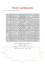 English Worksheet: food wordsearch 